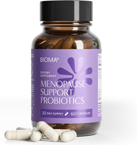 BIOMA Menopause Support Probiotics for Women - Hormone Free Hot Flash & Night Sweat Relief - Gut-Hormone Balance with Phytoestrogens, BB536, Delayed Release (60 Capsules - 30 Day Supply)