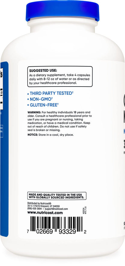 Nutricost Creatine Monohydrate 3000mg (750mg Per Cap), 500 Capsules (3 Bottles)