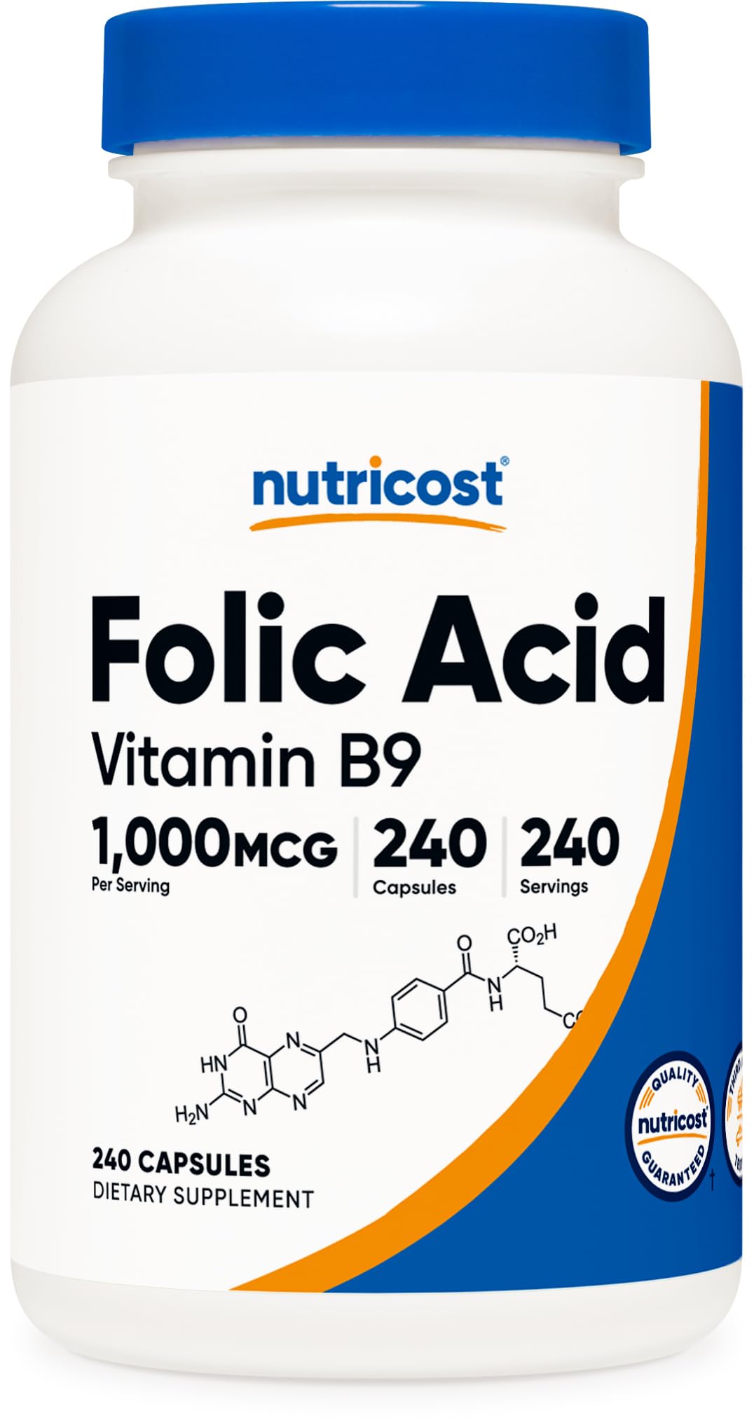Nutricost Folic Acid (Vitamin B9) 1000 mcg, 240 Capsules