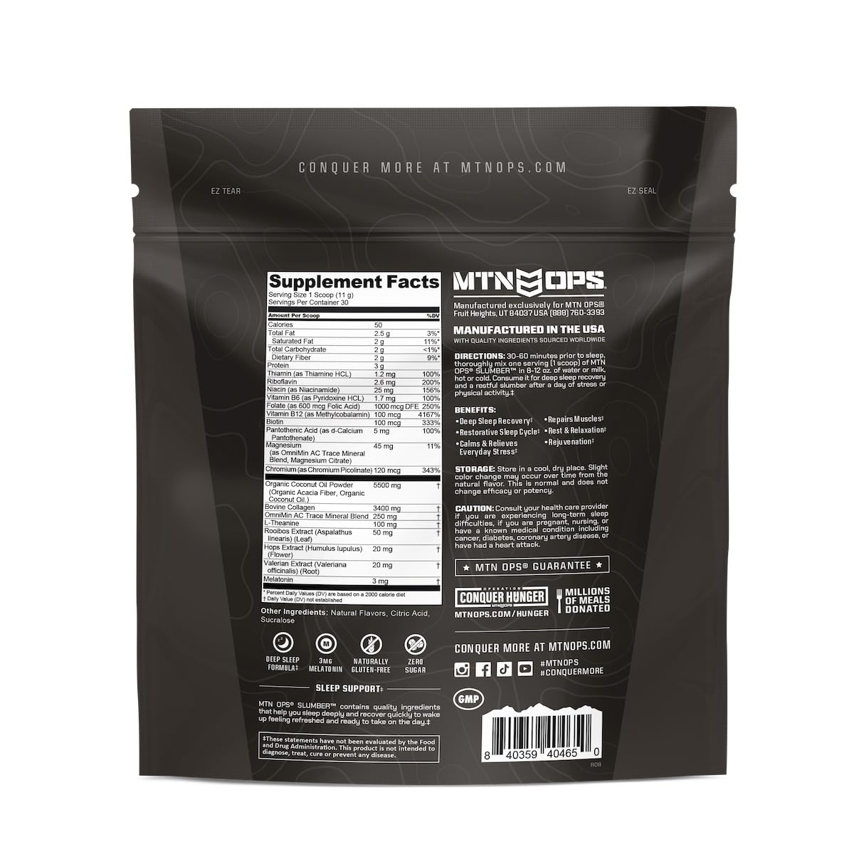 MTN OPS Slumber Sleep Support Powder, Sleepy Cocoa