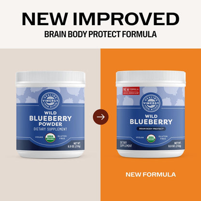 Vimergy Wild Blueberry Powder –Protects Brain Health* - Supports Cardiovascular Function* – USDA Organic, Vegan & Gluten-Free – 250g