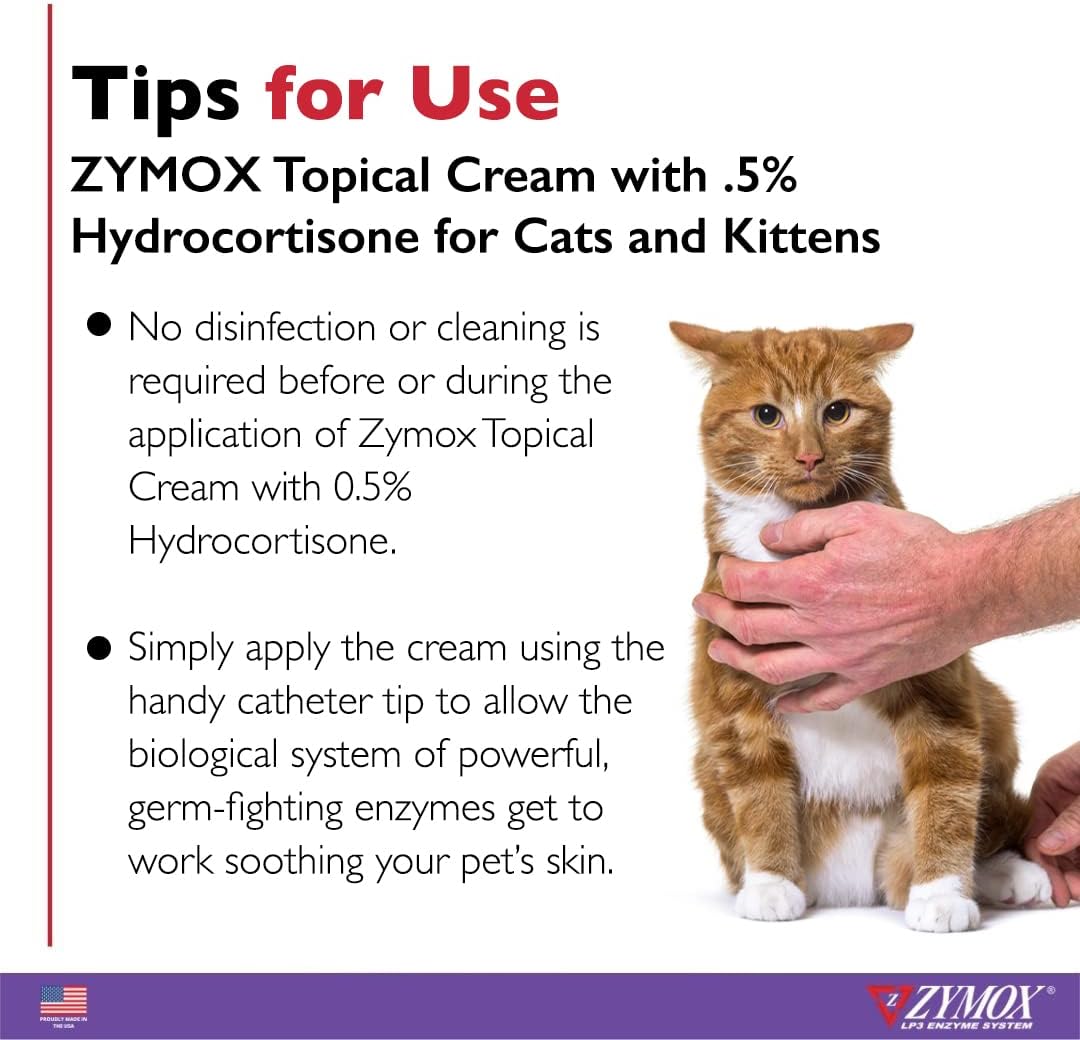 Zymox Cat & Kitten Topical Cream w/ .5% hydrocortisone - 1 oz. Tube