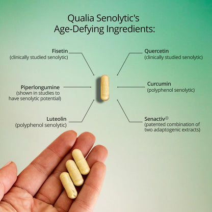 QUALIA LIFE SCIENCES Senolytic Supplement, Fisetin, Quercetin, Piperlongumin & More, Aging Supplement - Supports Optimal Cell Repair & Rejuvenation, Naturally Eliminate Zombie Cells, 1 Month Supply