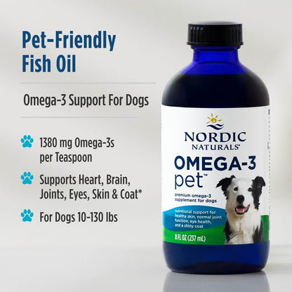 Nordic Naturals Omega-3 Pet, 1380mg Fish Oil for Dogs w/EPA DHA - 16oz | Delivers 1380 mg of omega-3s per teaspoon with EPA and DHA to support heart health, immunity, and overall vitality in dogs
