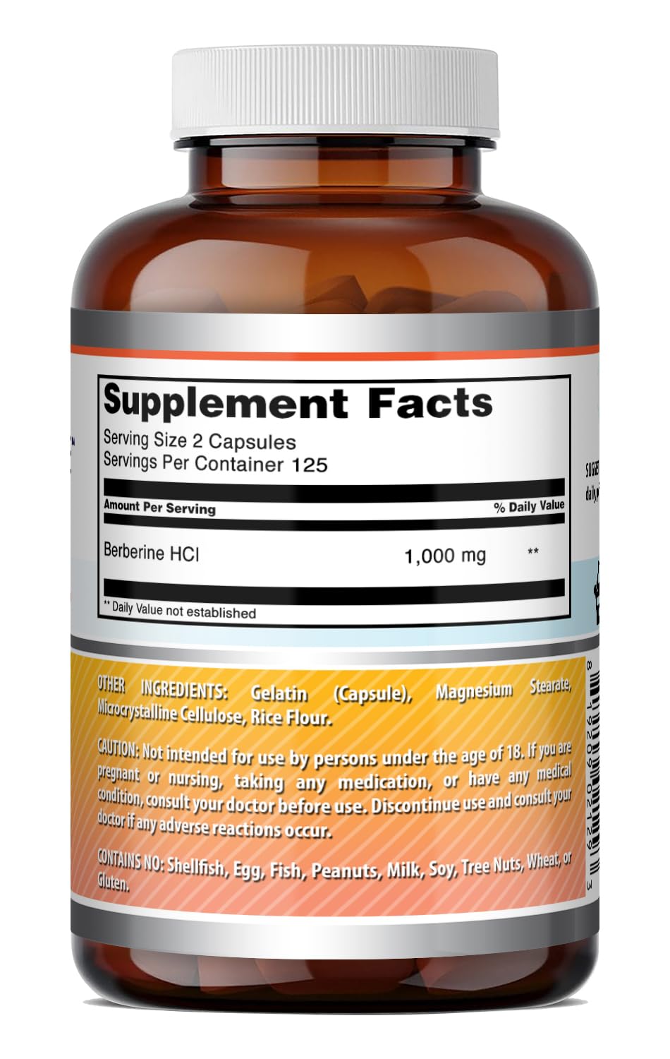 Amazing Formulas Berberine 1000mg Per Serving Capsules Supplement | Non GMO | Gluten Free | Made in USA (360 Count)