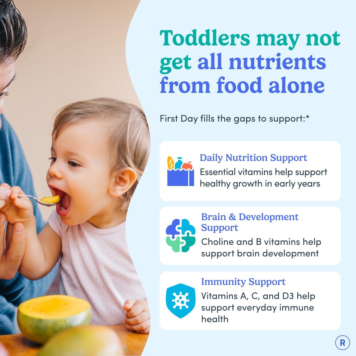 Toddler Multivitamin Gummies for Ages 2 & 3 – No Fake Sugars, No Artificial Colors, No Fillers – Choline, 10 Essential Nutrients, 21 Organic Superfoods – Clean Label Purity Award – 60 Count | First Day toddler vitamins for ages 2-3: vegan toddler vitamin
