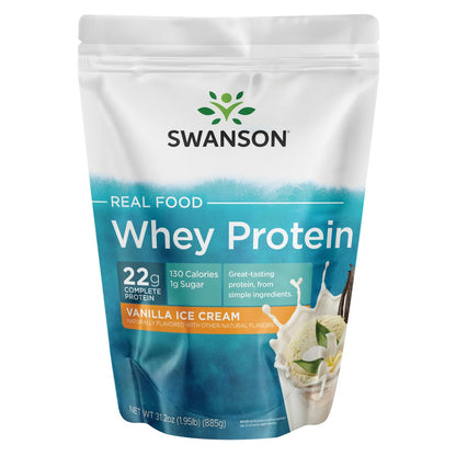 Swanson Real Food Vanilla Ice Cream Whey Protein Powder with Amino Acids Sports 