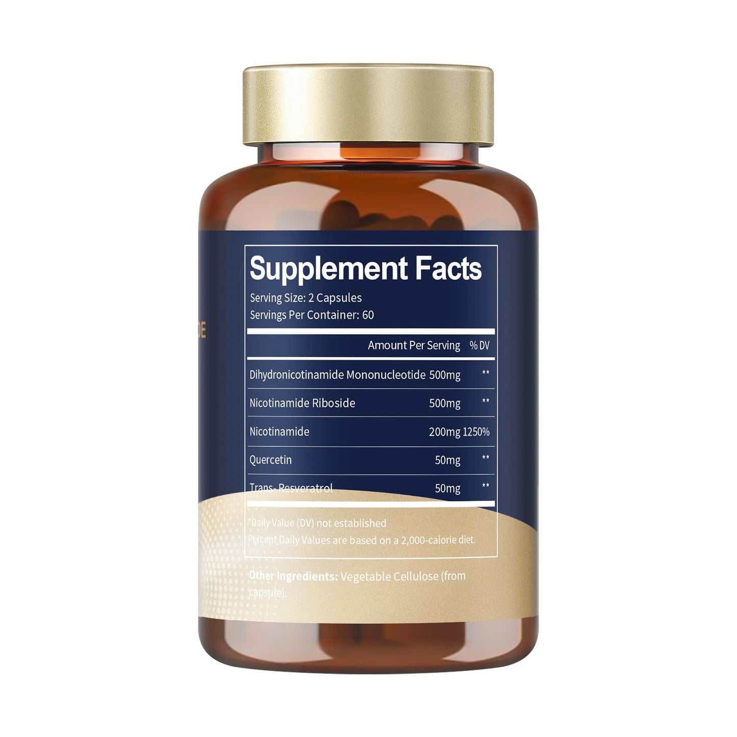 Totaria NMNH 500mg (Dihydronicotinamide Mononucleotide), Premium NMN Alternative Supplement w/Niacinamide (Vitamin B3), Quercetin, Trans-Resveratrol, for NAD+, Skin Cell, Anti-Aging & Energy, 120 Ct