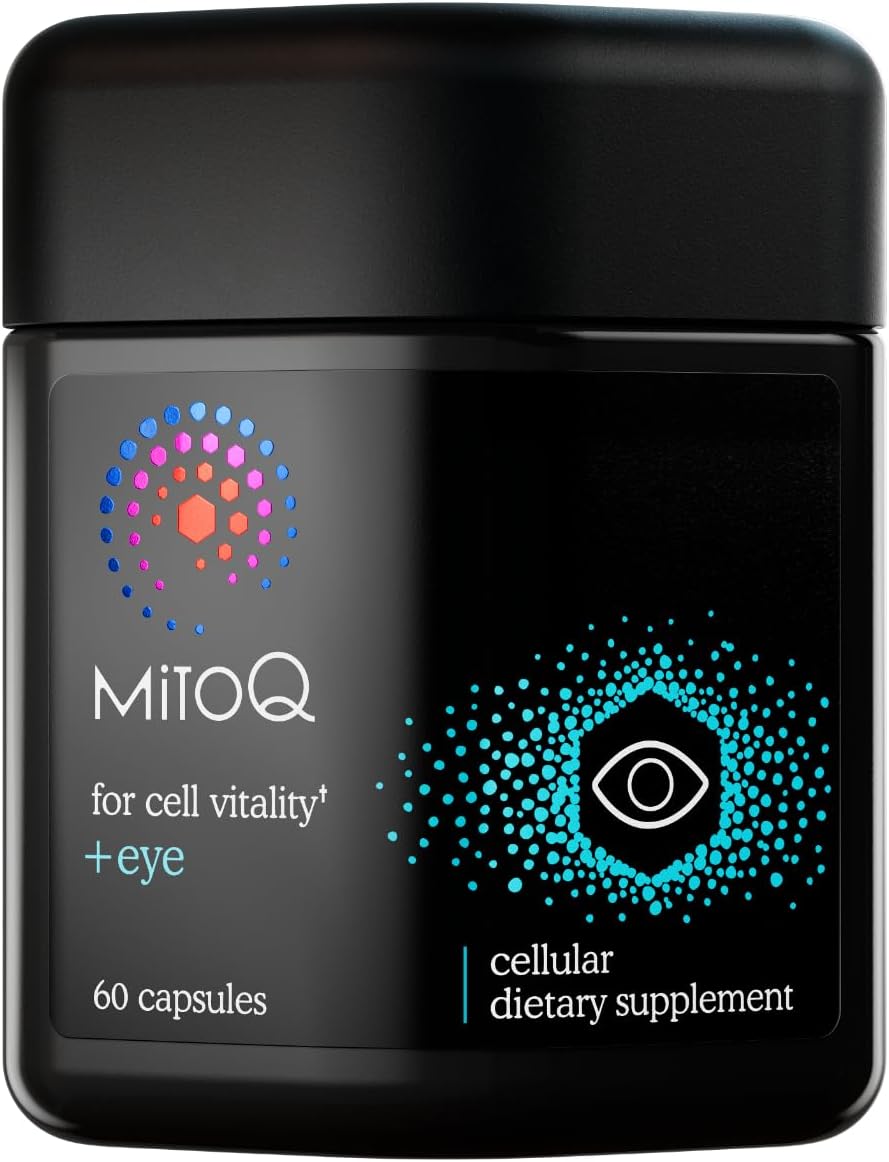 MitoQ +Eye – Eye Health Supplement with Lutein & Zeaxanthin (5:1 Ratio), Bilberry, Maritime Pine Bark, Zinc, Mitoquinol | Supports Macular Health, Visual Clarity & Blue Light Defense