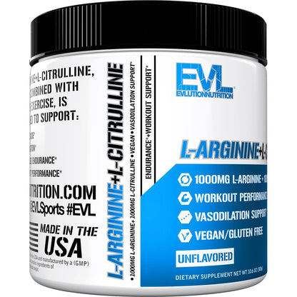 L Arginine L Citrulline Powder - Invigorating Nitric Oxide Powder with Ideal 1:1 Ratio L-Citrulline & L-Arginine 1000mg Each Per Serving for Enhanced Pumps Energy & Stamina (Unflavored, 75 Servings)