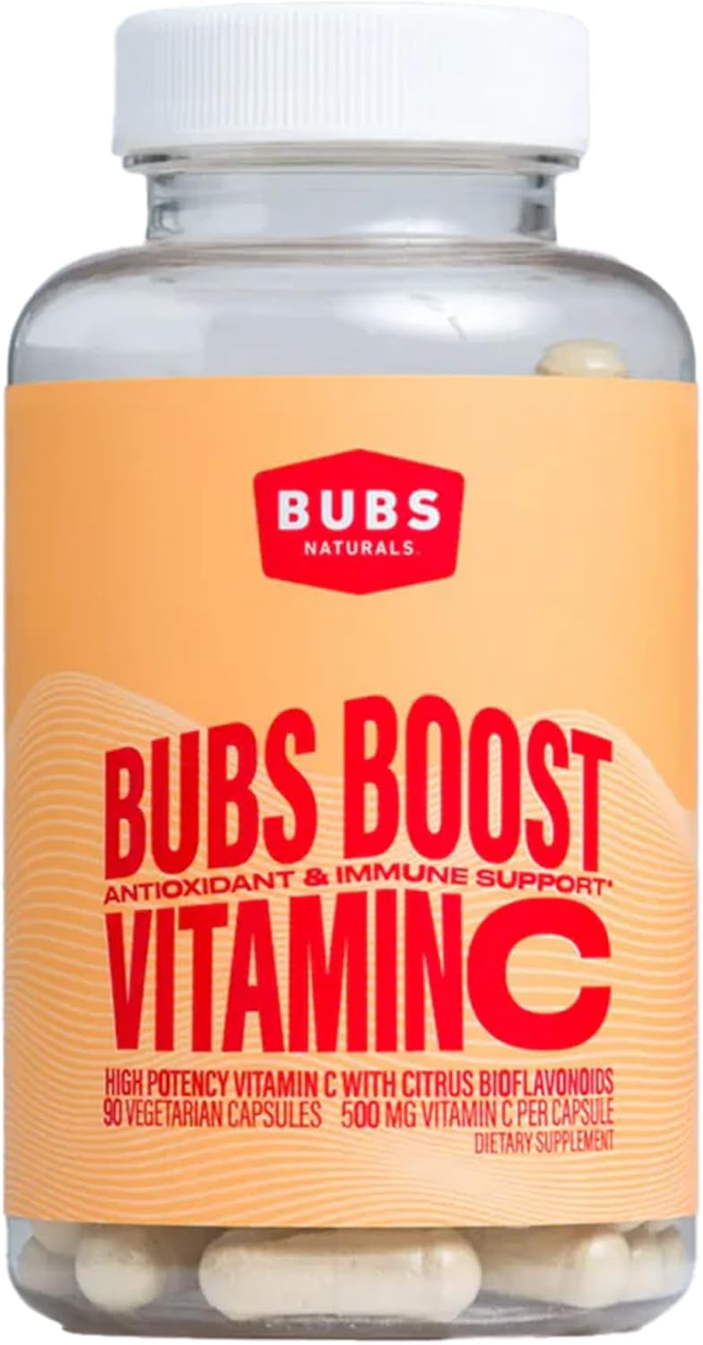 BUBS Naturals - BUBS Boost Vitamin C with Bioflavonoids: Antioxidant & Immune Support | Vitamin for Active Lifestyles & Collagen Production (90 Count)