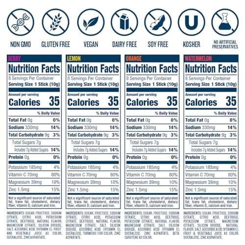 DripDrop Hydration - Electrolyte Powder Packets - Watermelon, Berry, Orange, Lemon