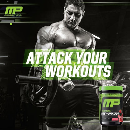 MusclePharm Assault Pre Workout Powder for Men & Women – Energy & Strength Boost Pre-Workout Supplements with Beta Alanine, Caffeine, Creatine & Betaine Anhydrous – 30 Servings, Fruit Punch Flavor