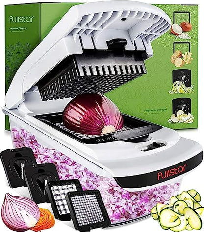 Fullstar Vegetable Chopper - Spiralizer Vegetable Slicer - Onion Chopper with Container 