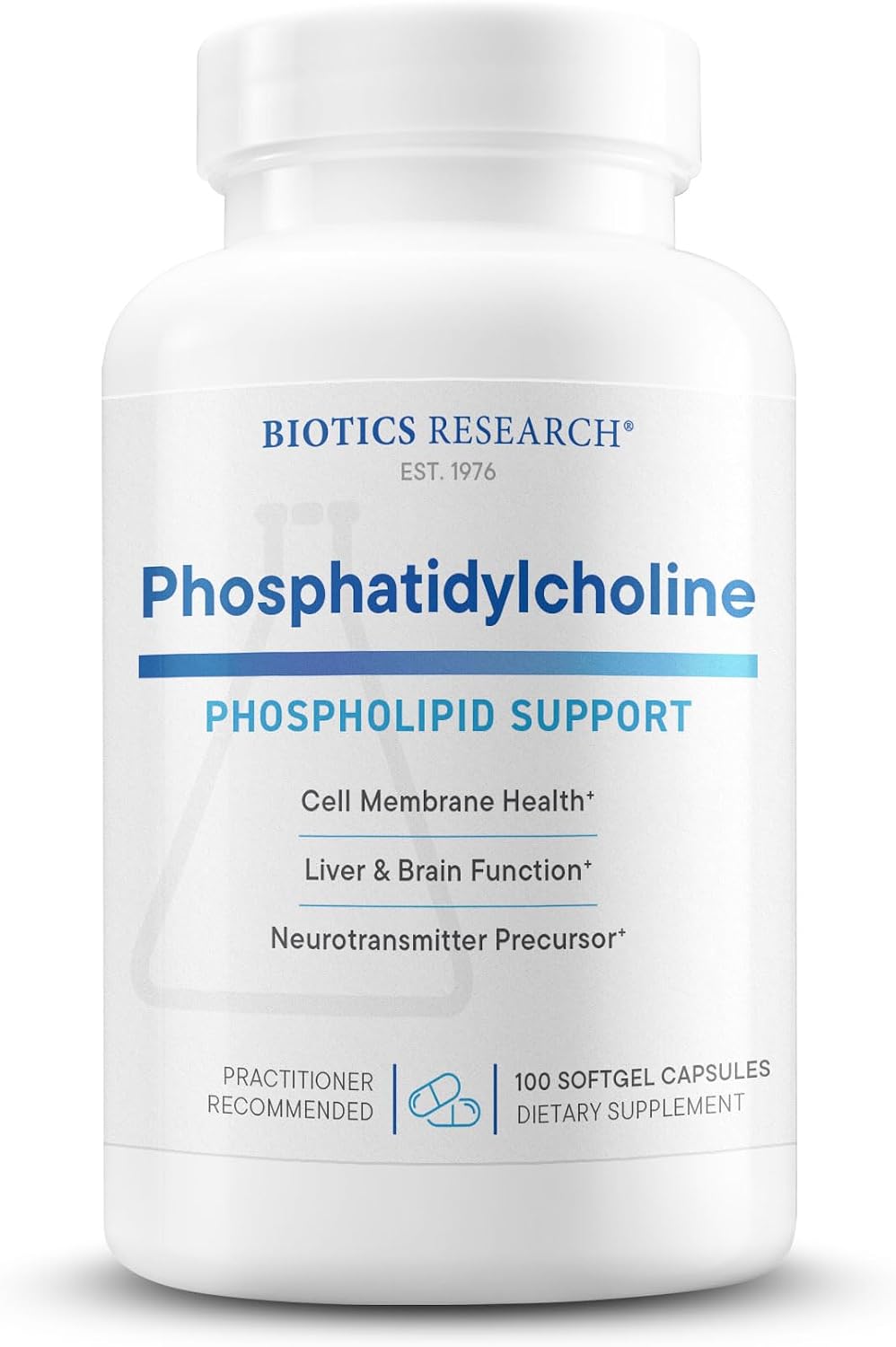 BIOTICS RESEARCH Phosphatidylcholine 420 mg/softgel, Healthy Cognitive Function, Derived from Lecithin, Contains Choline for Neurotransmitter Acetylcholine, 100 Servings
