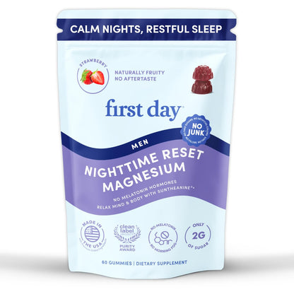 FIRST DAY Magnesium Gummies for Women, L-Theanine, Melatonin-Free, 60ct