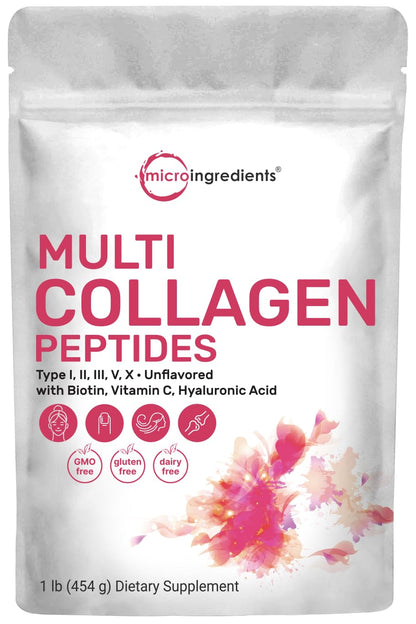 Multi Collagen Peptides Powder, 16 Oz - Hydrolyzed Protein Peptides