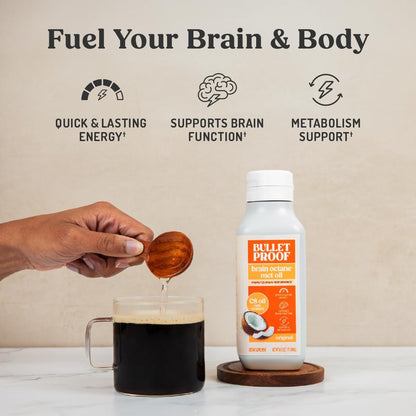 Bulletproof Brain Octane C8 MCT Oil and Brain Octane C8 MCT Oil Packets Bundle, Pack of 15, Keto Supplement for Sustained Energy and Craving Support