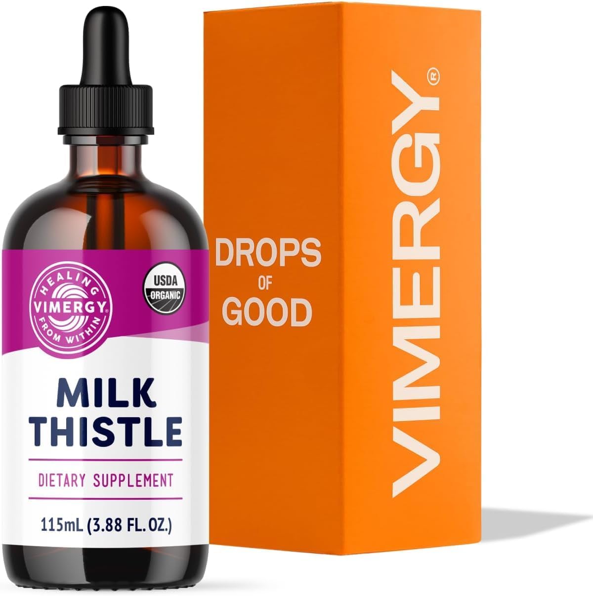 Vimergy Milk Thistle – Supports Liver Function* 57 2mL (2 Droppers or 44-48 Drops) Servings (110mg Extract Per Serving) for Healthy Digestion* – USDA Organic, Vegan, Gluten-Free – 115 mL