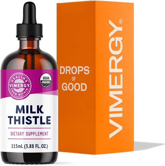 Vimergy Milk Thistle – Supports Liver Function* 57 2mL (2 Droppers or 44-48 Drops) Servings (110mg Extract Per Serving) for Healthy Digestion* – USDA Organic, Vegan, Gluten-Free – 115 mL