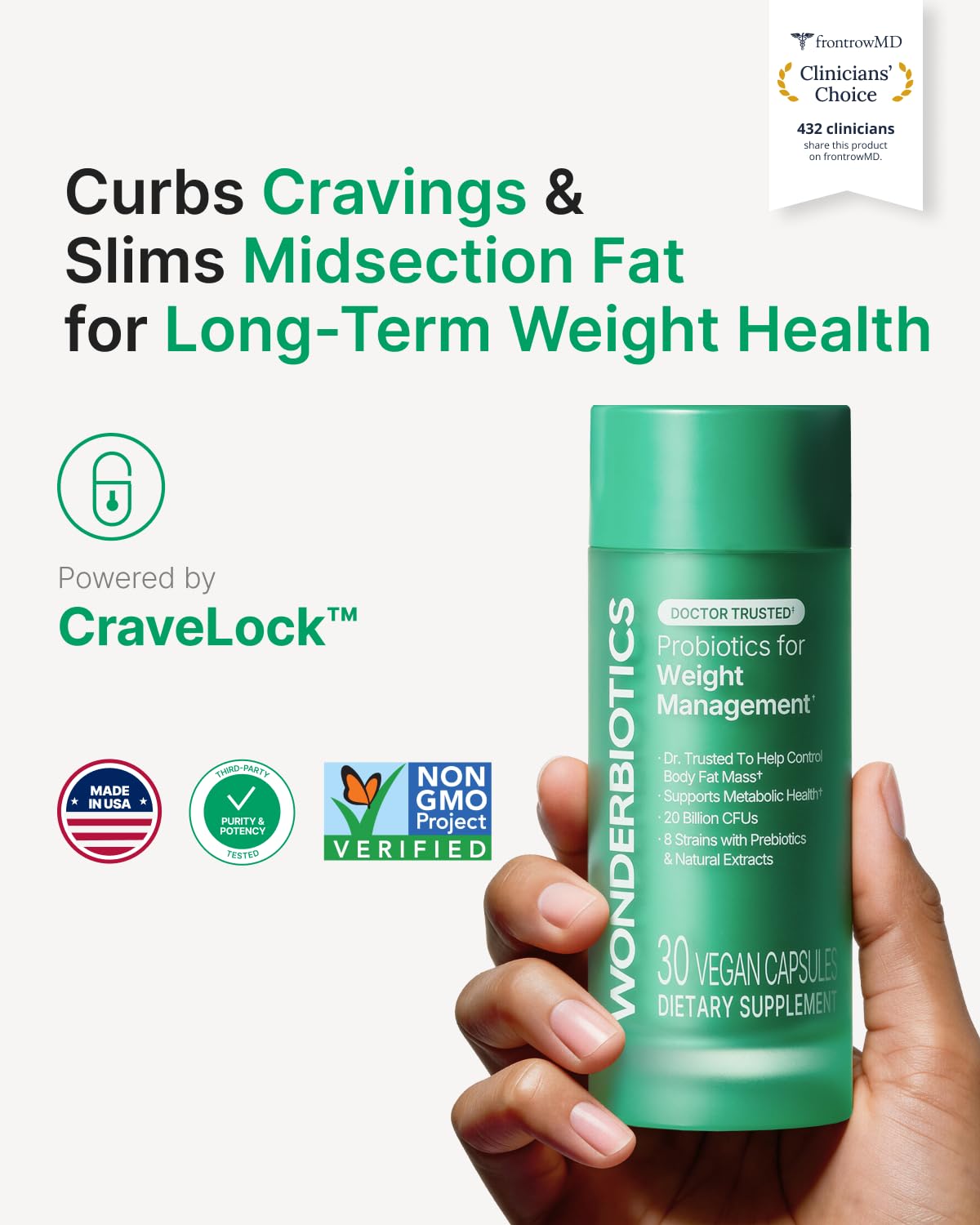 Appetite Suppressant GLP-1 Support Supplement - 30 Capsules | Probiotic + Prebiotic, Super Berberine for Weight Loss, Metabolism, Craving Control, 20B CFU, 8 Clinically Studied Strains