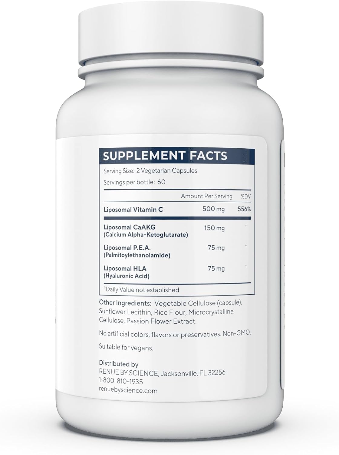 Renue By Science Shield | Liposomal Vitamin C CaAKG P.E.A Hyaluronic Acid Supplement | 120 Capsules with Vitamin C (500mg) CA AKG (150mg) Palmitoylethanolamide (75mg) HLA (75mg) | Made in the USA