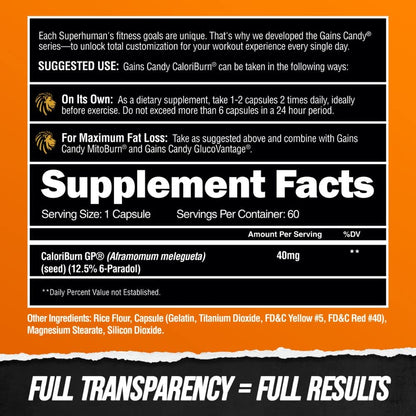 ALPHA LION Gains Candy, Supplement Pills that Support Weight Loss, Appetite Suppressant, Keto-Diet Friendly, Decrease Body Fat, Upgrade Energy & Workout Performance, 60 Capsules (MitoBurn®)