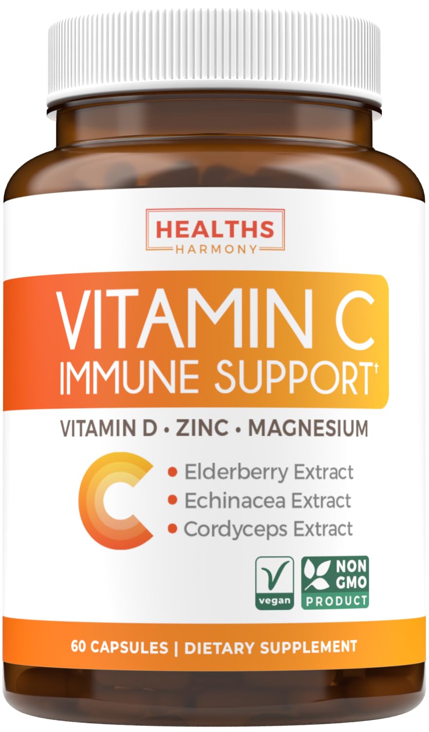 Vegan Vitamin C Gummies for Adults - Immune Support Gummies with Chewable Vitamin C 500mg per Serving for Daily and Seasonal Wellness - High Potency Non-GMO Formula - Orange Flavor (1 Month Supply)