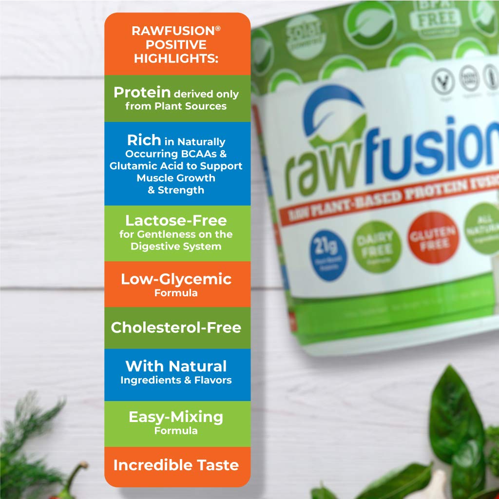 Rawfusion- Vegan Protein Powder, Vanilla Bean - 21g of Plant Based Protein, Low Net