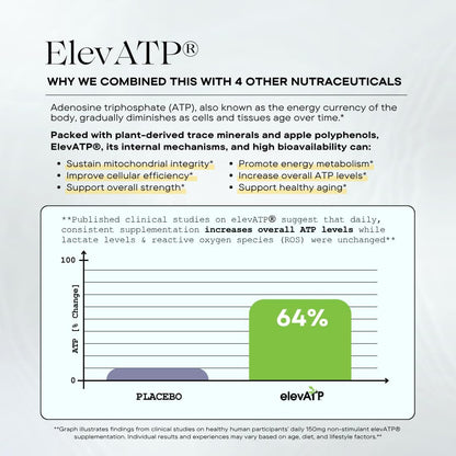 NMN Mitochondria Supplement - NMN 500mg, NAD+ & ATP Support for Cellular Vitality and Longevity - Clinically Tested elevATP, Resveratrol, CoQ10, Alpha Lipoic Acid - 90 Veggie Capsules
