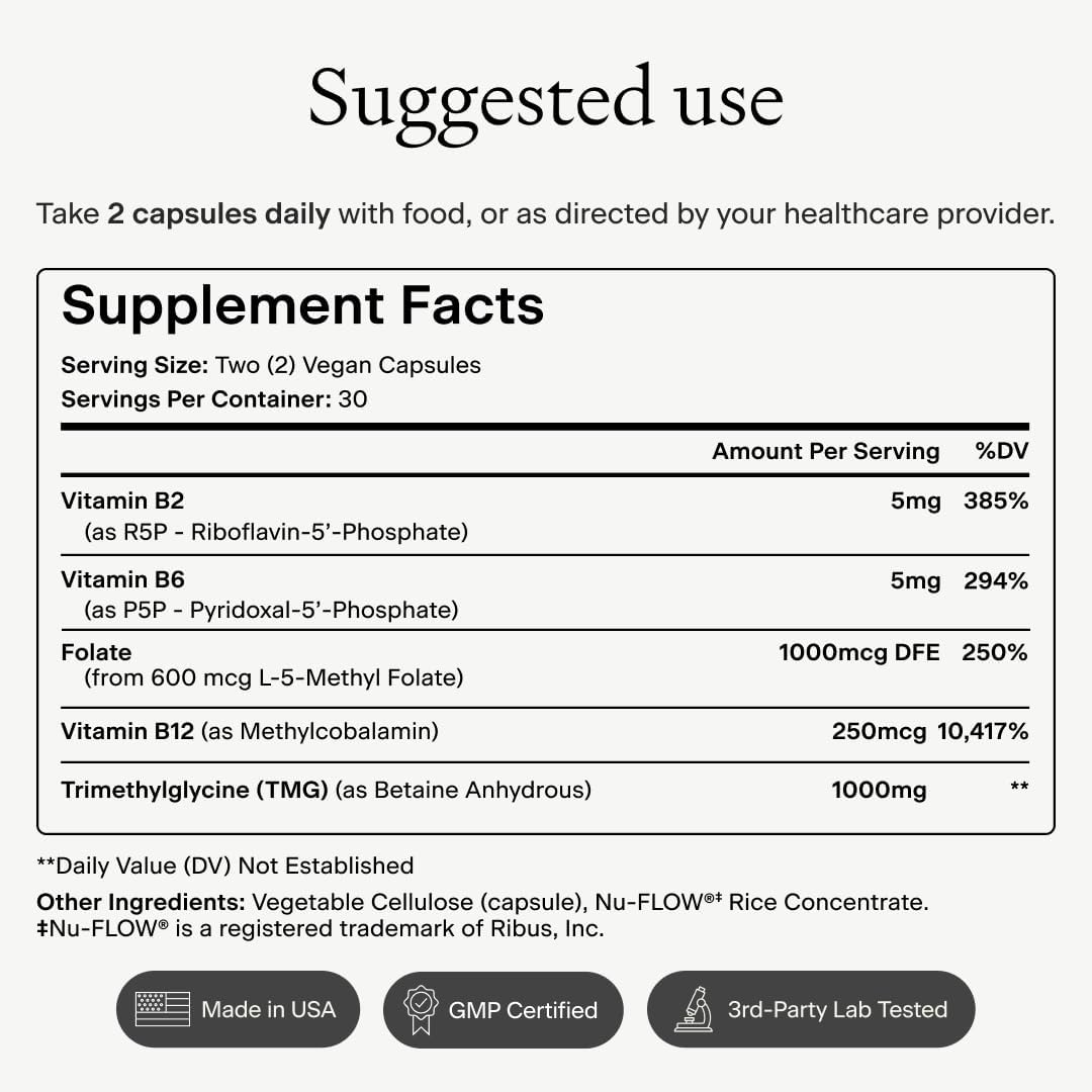 OMRE - TMG (Trimethylglycine) 1000mg with Methyl B Complex — Supports Heart & Liver Health — Betaine Supplement, Vegan - Methyl Donor