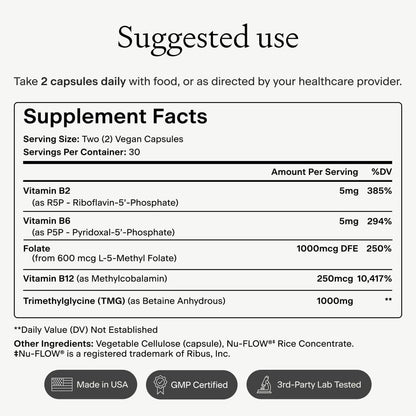 OMRE - TMG (Trimethylglycine) 1000mg with Methyl B Complex — Supports Heart & Liver Health — Betaine Supplement, Vegan - Methyl Donor