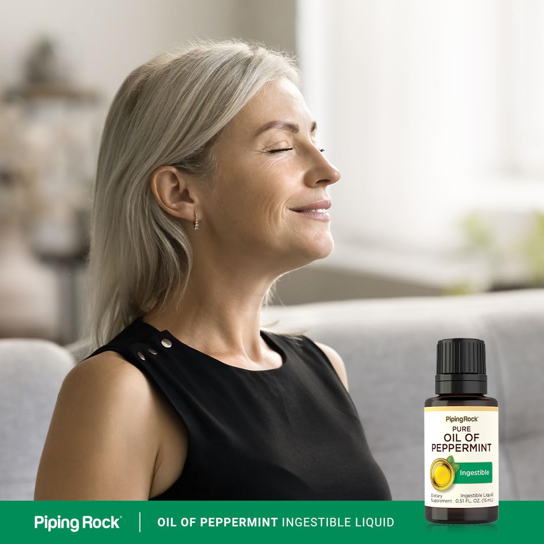 Piping Rock Peppermint Oil | 15 ml Drops | Pure Ingestible Liquid Supplement | Non-GMO, Gluten Free