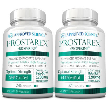Approved Science Prostarex - Advanced Prostate Supplements for Men – Prostate, Bladder & Urinary Health Support with Saw Palmetto, Beta-Sitosterol & BioPerine – 270 Capsules (3 Month Supply)
