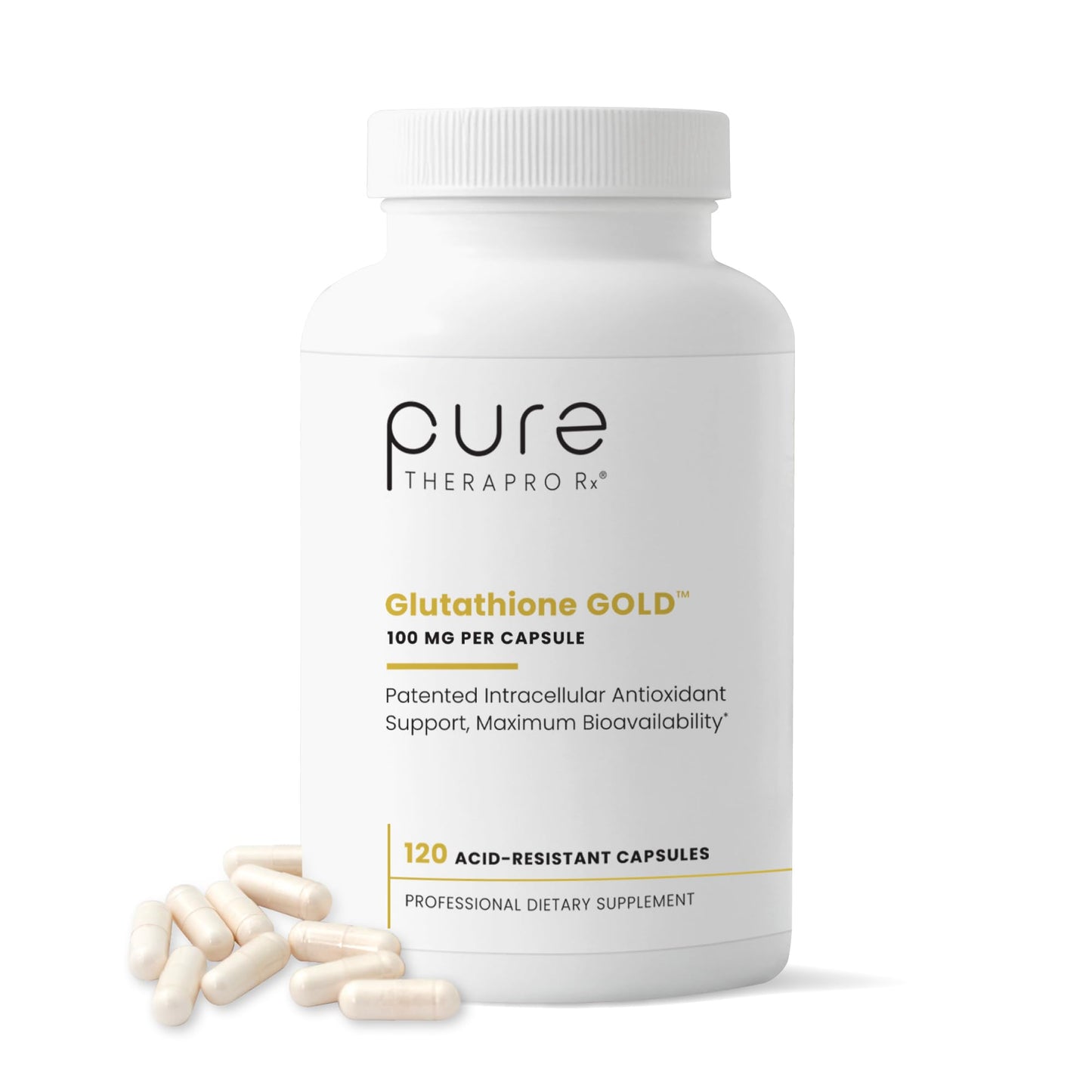 Pure Therapro Rx S-Acetyl Glutathione Gold, Extra-Strength | Patented Acetylated Form of Glutathione (EMOTHION) from Italy | Pharmaceutical Grade | Zero Fillers (60 Capsules (300mg))
