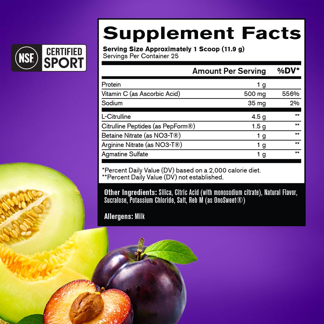 BARE PERFORMANCE NUTRITION, BPN Pump, Pre-Workout Muscle Pump Enhancer w/L-Citrulline, Increased Blood Flow/Oxygen Transport to Muscles, 25 Servings, Pink Lemonade