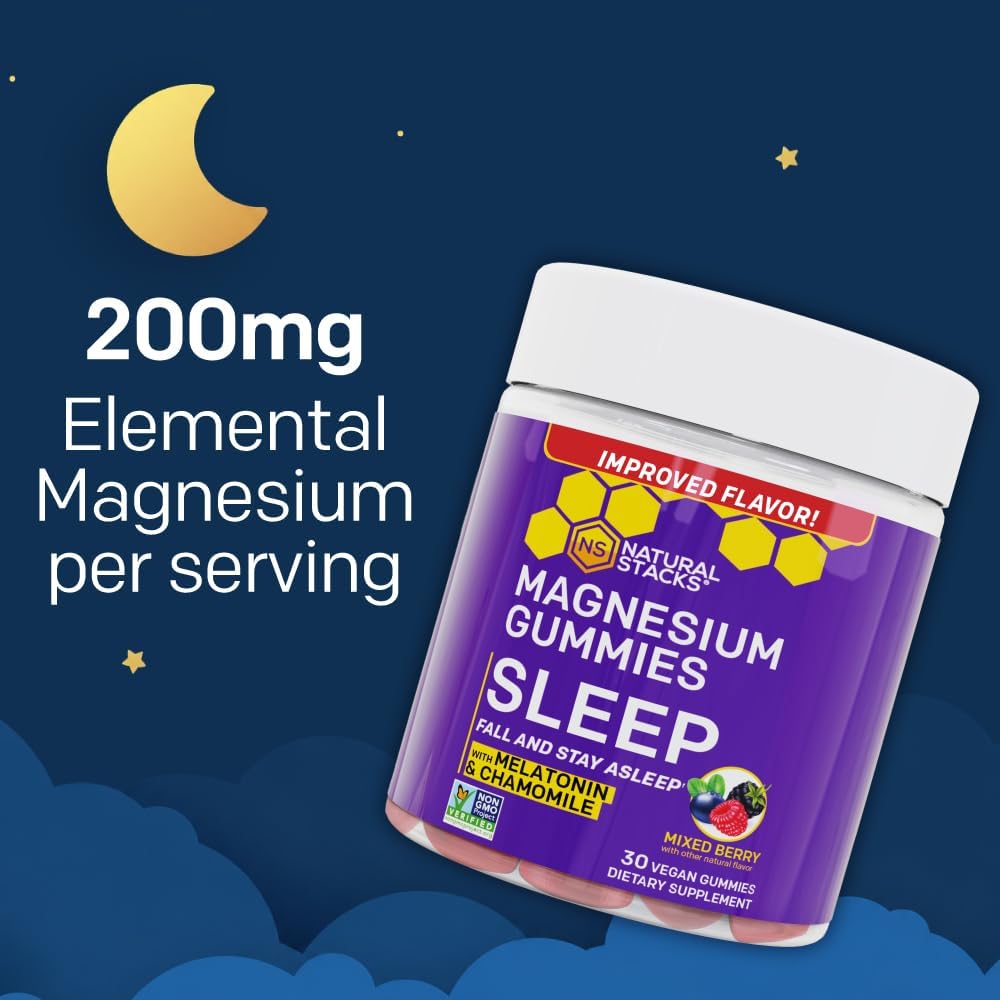 NATURAL STACKS Mood Bites + Sleep Magnesium Gummies Bundle - Mood & Sleep Support* - 60 Chewables