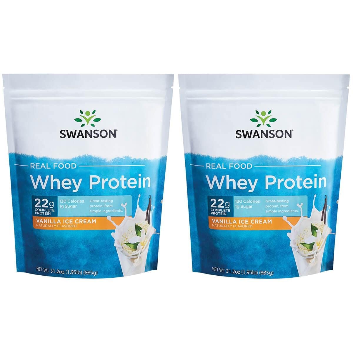 Swanson Real Food Vanilla Ice Cream Whey Protein Powder with Amino Acids Sports 