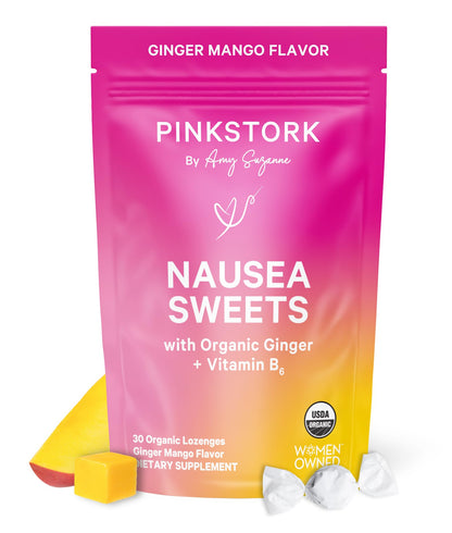Pink Stork Organic Peppermint Sweets, Peppermint, 30 Candies | Morning Sickness Support, Motion Sickness Support, Added Vitamin B6, 1st Trimester Pregnancy Must Haves, Wrapped
