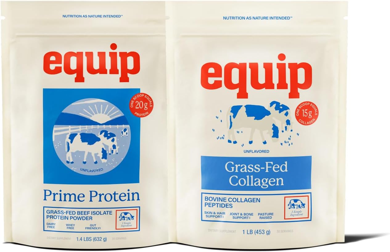 Equip Foods Prime Protein Powder Unflavored & Collagen Powder Unflavored