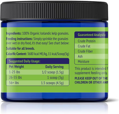 Dog Teeth Cleaning Powder, Dog Plaque and Tartar Remover, Bad Breath Treatment for Dogs with USDA Organic Sea Kelp Powder, Dog Dental Care Made Easy, for All Ages, 6oz