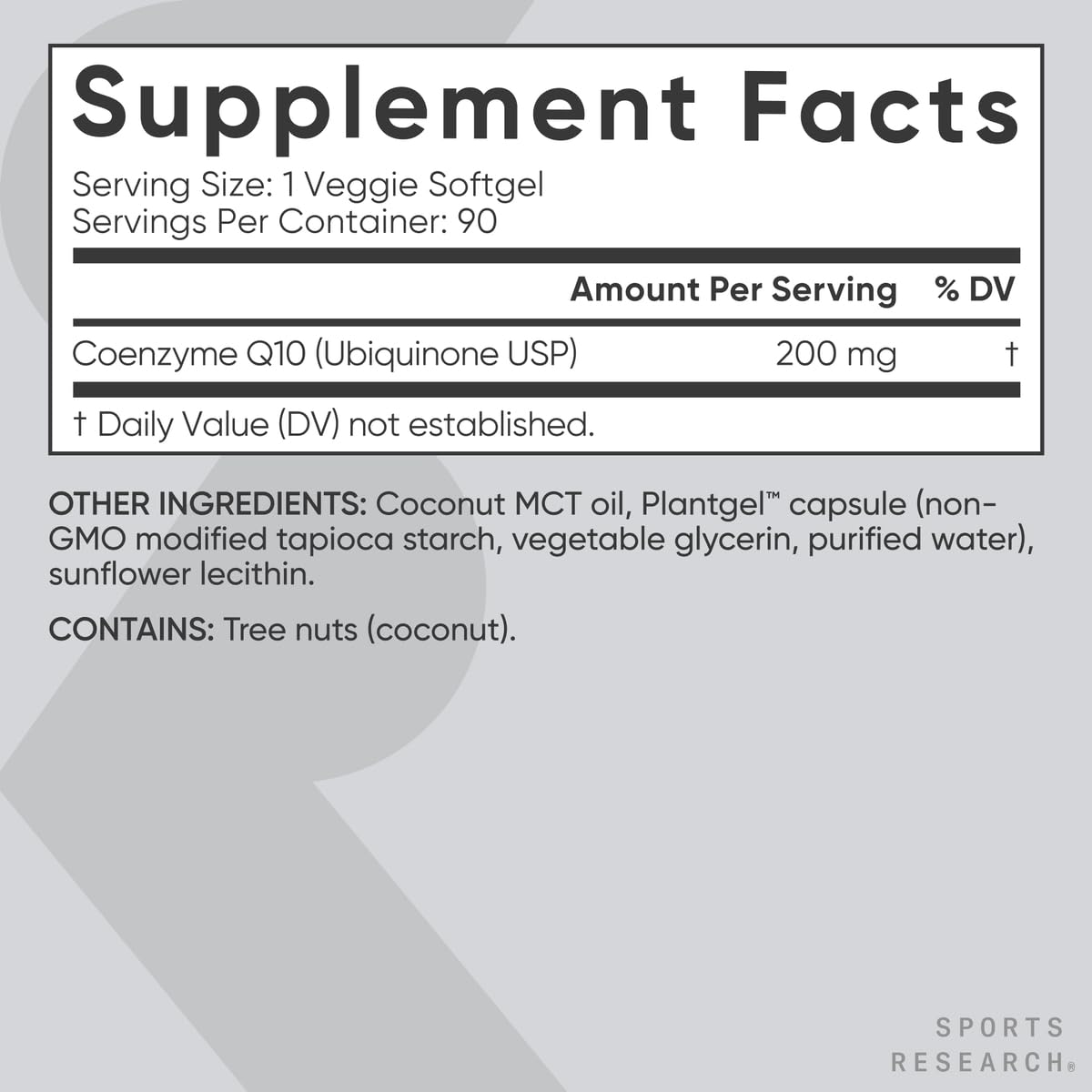 Sports Research CoQ10 (100mg) Enhanced w/Coconut Oil & Bioperine (Black Pepper) for Better Absorption | Vegan Certified, Non-GMO Verified (120 Veggie Softgels)