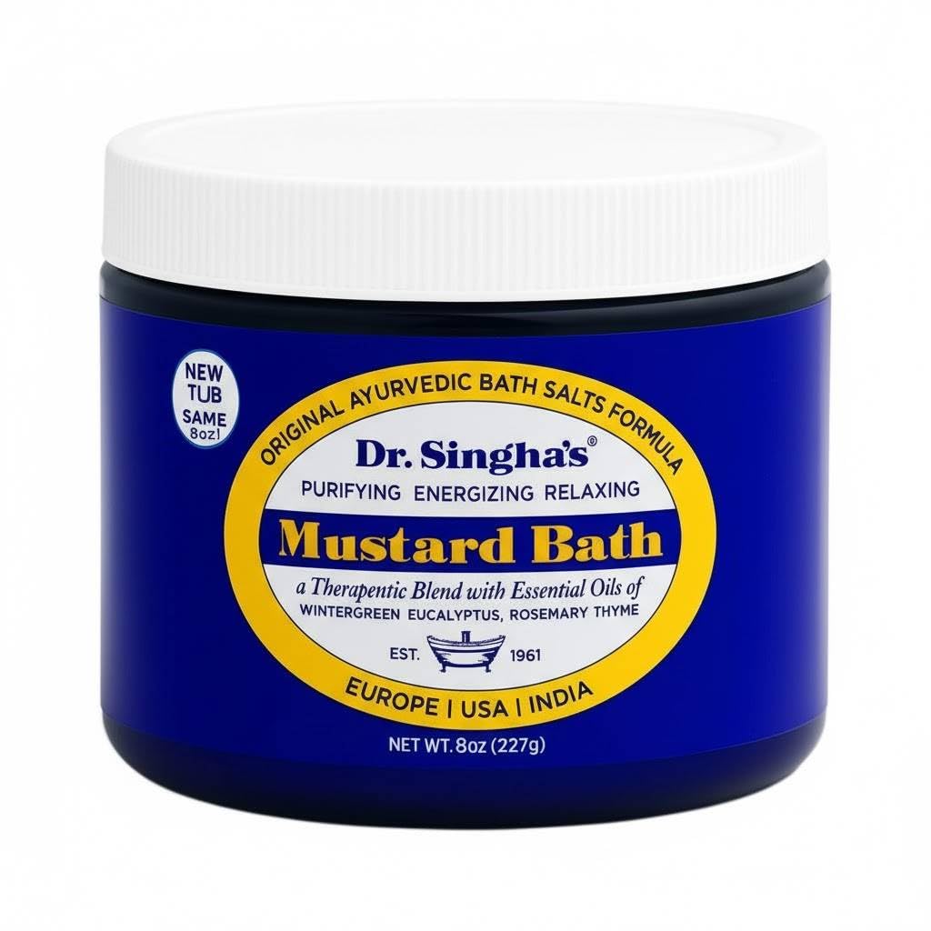 Dr. Singha's Mustard Bath Soak – Aromatherapy Bath Salts with Mustard Seed & Essential Oils for Muscle Relaxation, Stress Relief & Soothing – Epsom Salt Alternative, 16 oz