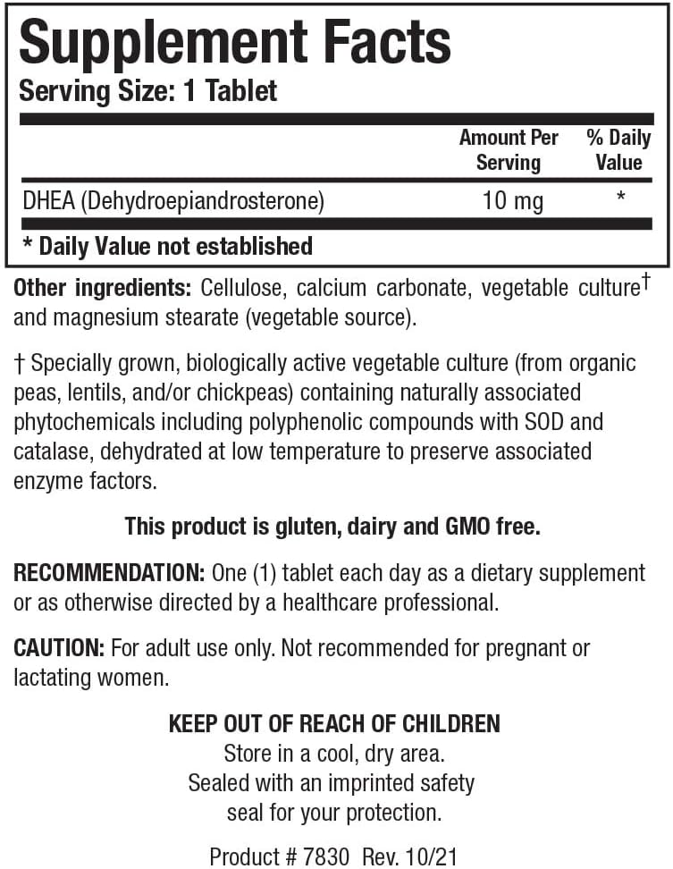 BIOTICS RESEARCH DHEA 10 Milligram Hormonal Balance, Metabolism, Improved Mood and Outlook, Age Gracefully, Healthy Stress Response, 180 Tablets