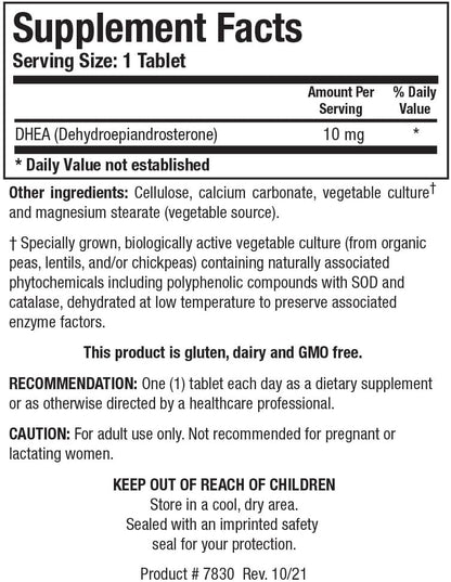 BIOTICS RESEARCH DHEA 10 Milligram Hormonal Balance, Metabolism, Improved Mood and Outlook, Age Gracefully, Healthy Stress Response, 180 Tablets
