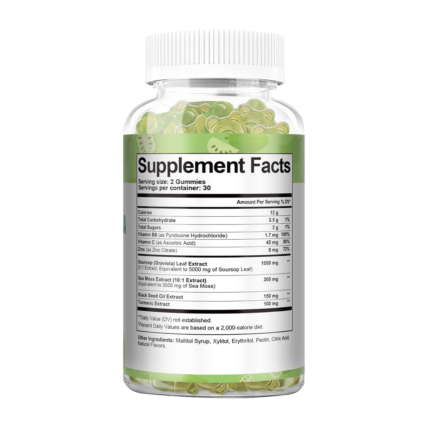 Totaria Sugar Free Soursop Oil Graviola Sea Moss Gummies - Support Digestive Sleep Skin Health, Immunity & Antioxidant - Guanabana Fruit with Sea Moss, 150mg Black Seed Oil Organic Non-GMO Vegan