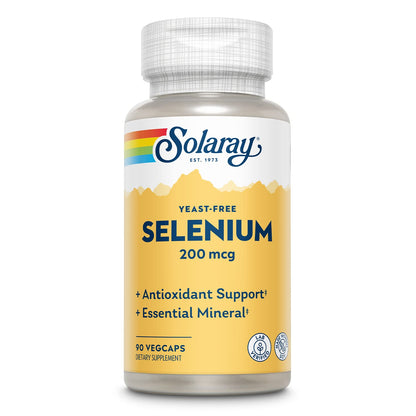 Solaray Yeast Free Selenium 200mcg, Selenium Capsules for Healthy Thyroid Function & Immune Support, High Absorption Supplement, Vegan, 90 Servings, 90 VegCaps