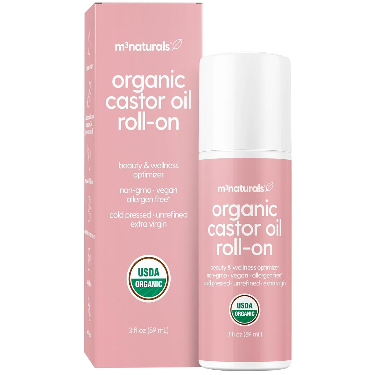 Organic Castor Oil Roll On - Extra Virgin, Unrefined & Hexane-free (3oz)