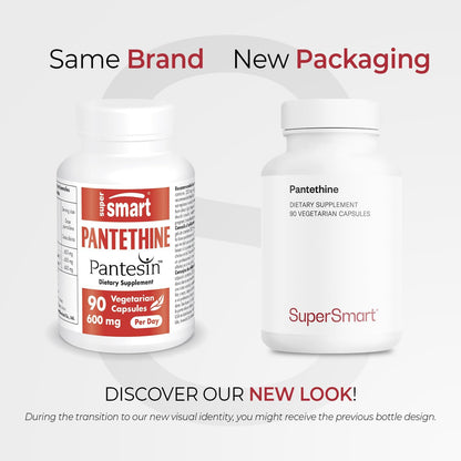 Supersmart - Pantesin Pantethine 600 mg per Day (Pantothenic Acid) - Active Vitamin B5 Supplement | Non-GMO & Gluten Free - 90 Vegetarian Capsules