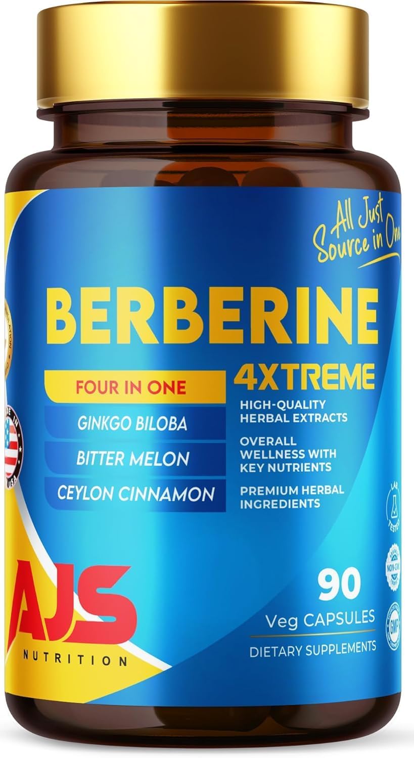 AJS Berberine HCl Supplement with Ceylon Cinnamon Bark, Bitter Melon Fruit